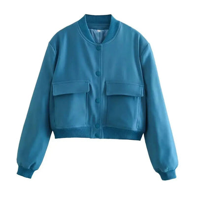 Big Pocket O-Neck Cropped Jacket Vichelar