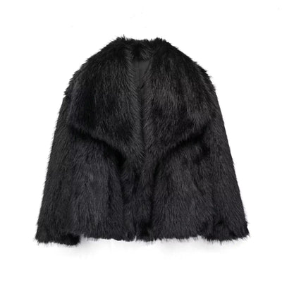 Chic Lapel Faux Fur Coat – Soft, Fluffy & Stylish Vichelar