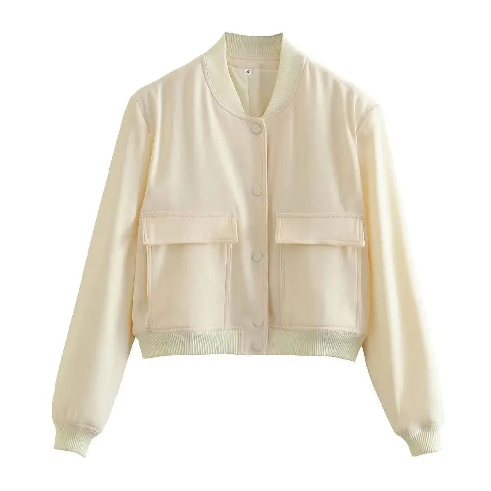 Big Pocket O-Neck Cropped Jacket Vichelar