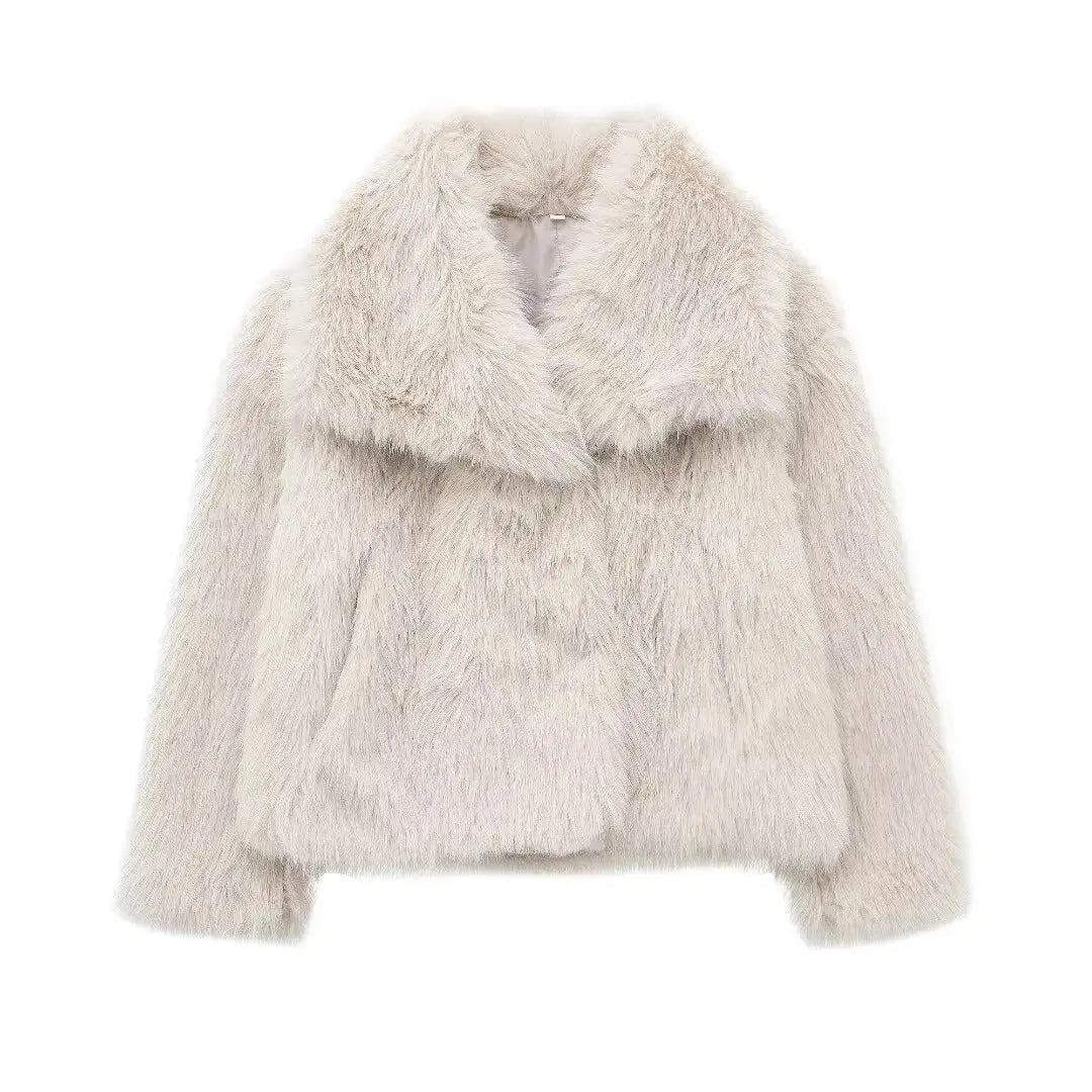 Chic Lapel Faux Fur Coat – Soft, Fluffy & Stylish Vichelar